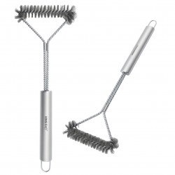 Kinghoff KH 1915 BBQ Cleaning Brush, 41.5 cm, Ergonomic Handle, Steel Bristles, Stainless Steel