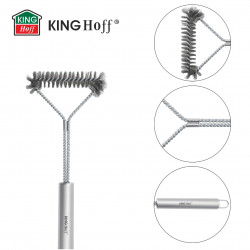 Kinghoff KH 1915 BBQ Cleaning Brush, 41.5 cm, Ergonomic Handle, Steel Bristles, Stainless Steel