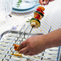 Set of 4 Kinghoff KH 1914 stainless steel skewers, 36 cm, sharp tip, curved handle, stainless steel