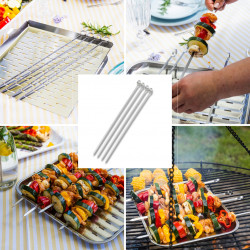 Set 4 frigarui din otel Kinghoff KH 1914, 36 cm, Varf ascutit, Maner curbat, Inox