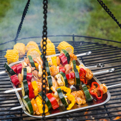 Set of 4 Kinghoff KH 1914 stainless steel skewers, 36 cm, sharp tip, curved handle, stainless steel