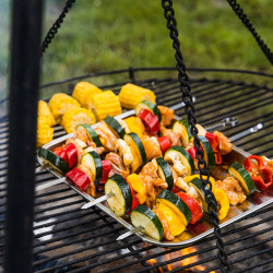 Set of 4 Kinghoff KH 1914 stainless steel skewers, 36 cm, sharp tip, curved handle, stainless steel