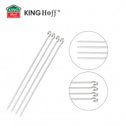 Set of 4 Kinghoff KH 1914 stainless steel skewers, 36 cm, sharp tip, curved handle, stainless steel