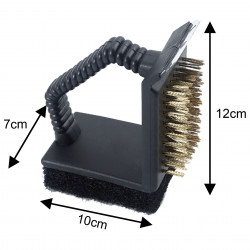 Kinghoff KH 1913 3-in-1 BBQ Cleaning Brush, 12 x 10 x 7 cm, Ergonomic Handle, Universal Compatibility, Black