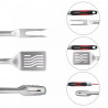 Klausberg KB 7899 3-Piece BBQ Set: Tongs, Fork, Spatula, Hanging Loop, Stainless Steel, Black/Red