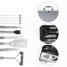 Set de 11 ustensile de grătar Klausberg KB 7901, Geantă de transport, Mânere ergonomice, Oțel inoxidabil, Inox