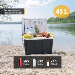 Електрическа хладилна кутия First Austria FA-5170-2-BA, 58W, 40 л, Клас F,  240/12V, Вътрешна организация, Черен/бял