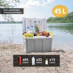 First Austria FA-5170-2-USB Electric Cooler, 58W, 40 L, Class F, 240V/12V, USB, Interior Organization, Gray/White