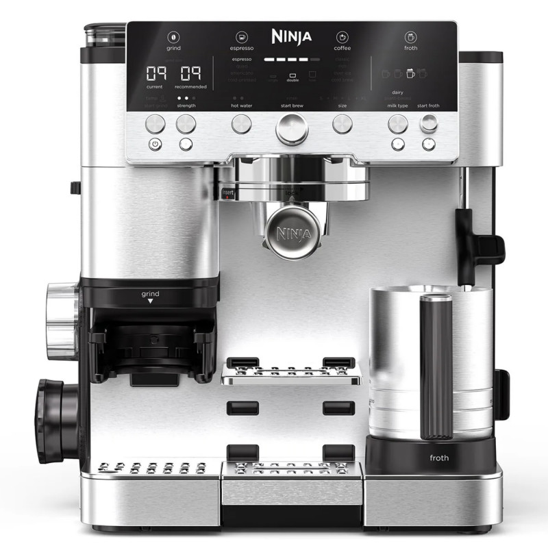 Ninja Luxe Café Premier ES601 3σε1, 1650W, 15 bar, 2 λίτρα, Barista Assist, texturirane χωρίς επαφή, 4 λειτουργίες, 3 ρυθμίσεις θερμοκρασίας, Inox/μαύρο.