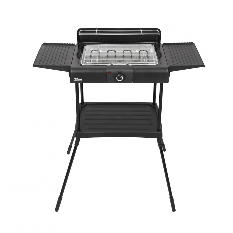Gratar electric pe suport Zilan ZLN 3789, 2400W, 43x28 cm, Protectie vant, Reglarea gratarului, Negru