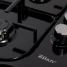 Zilan ZLN 0034 Built-in Cooktop, 4 Gas Burners, 7.35 kW, Propane-Butane or Natural Gas, 60 x 50 cm, Cast Iron Grates, Gas Leak Protection, Black