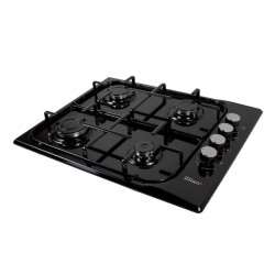 Zilan ZLN 0034 Built-in Cooktop, 4 Gas Burners, 7.35 kW, Propane-Butane or Natural Gas, 60 x 50 cm, Cast Iron Grates, Gas Leak Protection, Black