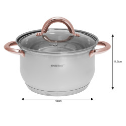 Комплект тенджери и тиган Kinghoff KH 1765, 12 ч, Индукция, Инокс/розово злато