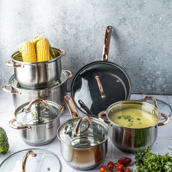 Kinghoff KH 1765 Cookware Set (12-piece), Induction, Stainless Steel/Rose Gold