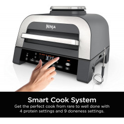6in1 Ninja Foodi Smart DG551EU grill electric, 1760W, 6 moduri de gătit, 4L friteuză, 4L vas de gătit, Grill, 260C MAX, Inox / negru