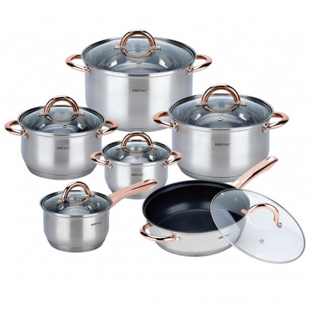 Kinghoff KH 1765 Cookware Set (12-piece), Induction, Stainless Steel/Rose Gold