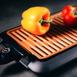 Oliver Voltz OV51015J Smokeless Grill, 1250W, 36x23 cm, 2 cooking zones, Non-stick coating, Black/Orange