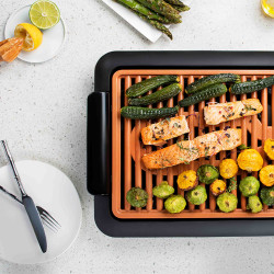 Oliver Voltz OV51015J Smokeless Grill, 1250W, 36x23 cm, 2 cooking zones, Non-stick coating, Black/Orange