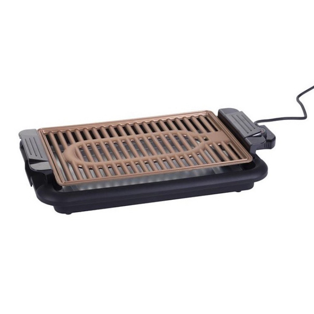 Бездимна скара Oliver Voltz OV51015N, 1200W, 38x25 см, Термостат, Незалепващо покритие, Тава за мазнина, Черен/кафяв