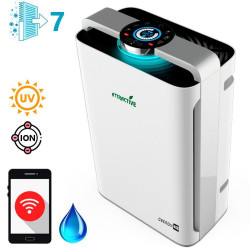 Purificator de aer cu umidificator 2in1 Oberon 488, Wi-Fi, 85W, Pana la 60 m², 488 m³/h, 8 viteze, Ionizare, Telecomandă, Ecran tactil, Wi-FI, Alb/Negru