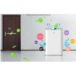 Пречиствател с овлажнител на въздух 2в1 Oberon 488, Wi-Fi, 85W, За до 60 м2, 488 м3/ч, 8 скорости, Йонизация, Дистанционно, Тъчскрийн, Бял/черен