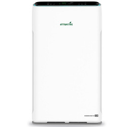 Пречиствател за въздух Attractive Oberon 320, 80W, За до 60 м2, 320 м3/ч, 3 скорости, Wi-Fi, Йонизация, Интелигентни сензори, Дистанционно, Тъчскрийн, Бял/черен
