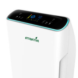 Пречиствател за въздух Attractive Oberon 320, 80W, За до 60 м2, 320 м3/ч, 3 скорости, Wi-Fi, Йонизация, Интелигентни сензори, Дистанционно, Тъчскрийн, Бял/черен