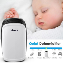 Attractive TRITON 10 Dehumidifier, 175W, 1.8 L, 10 L/24 h, R290, Timer, Automatic Defrost, Humidity Sensor, White/Black