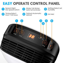 Attractive TRITON 10 Dehumidifier, 175W, 1.8 L, 10 L/24 h, R290, Timer, Automatic Defrost, Humidity Sensor, White/Black