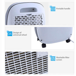 Attractive TRITON 10 Dehumidifier, 175W, 1.8 L, 10 L/24 h, R290, Timer, Automatic Defrost, Humidity Sensor, White/Black