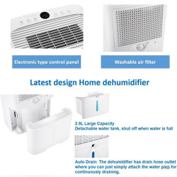 Attractive TRITON 20 Dehumidifier, 340W, 2.5 L, Up to 24 L in 24 hours, R290, Timer, Automatic Defrost, Humidity Sensor, White