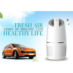 OBERON 05A Car Air Purifier, 8 m³/h, 360° Purification, Ultra-Quiet, HEPA + Ionizer, LED, White