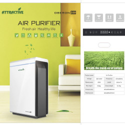 Attractive Oberon 350 Air Purifier, 85W, For up to 65 m², 350 m³/h, 3 speeds, WiFi, Ionization, Smart sensors, Remote control, Touchscreen, White/Black