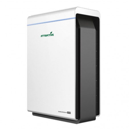 Purificator de aer Attractive Oberon 350, 85W, Pana la 65 m², 350 m³/h, 3 viteze, Wi-Fi, Ionizare, Senzori inteligenti, Telecomanda, Ecran tactil, Alb/Negru