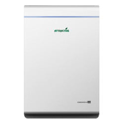 Purificator de aer Attractive Oberon 350, 85W, Pana la 65 m², 350 m³/h, 3 viteze, Wi-Fi, Ionizare, Senzori inteligenti, Telecomanda, Ecran tactil, Alb/Negru