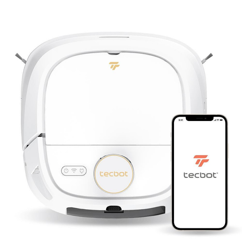 Прахосмукачка робот Tecbot M1, Li-ion 5200 mAh, 4000 Pa, 0.5 l, HEPA, Wi-Fi, Автономност до 160 мин, Подомиячка със самопочистващ моп, Бял