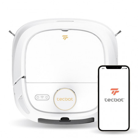 Robot aspirator Tecbot M1, Li-ion 5200 mAh, 4000 Pa, 0.5 l, HEPA, Wi-Fi, Autonomie pana la 160 min, Mop cu mop cu auto-curatare, Alb