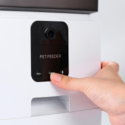MYNA Automatic SMART Dog and Cat Food Dispenser, 5 L, Camera, WiFi App, Button Lock, Dry Food, White/Black