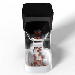 MYNA Automatic SMART Dog and Cat Food Dispenser, 5 L, Camera, WiFi App, Button Lock, Dry Food, White/Black