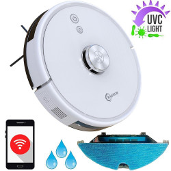 Robot aspirator cu lampa de sterilizare UVC MAGNUM UV+, Li-ion 5200 mAh, 50W, 3000 Pa, 3 trepte, Wi-Fi, Autonomie de pana la 280 min, Pana la 250 m², Alb