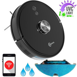 MAGNUM UV+ Robot Vacuum with UVC Sterilization Lamp, Li-ion 5200 mAh, 50W, 3000 Pa, 3 Speed Settings, Wi-Fi, Up to 280 Minutes of Run Time, For Areas Up to 250 m², Black