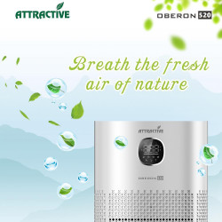 Purificator de aer Atractiv OBERON 520, 50W, Pana la 62 m², Wi-Fi, 5 viteze, Timer, Mod de noapte, Telecomandă, Senzor inteligent de poluare, Alb