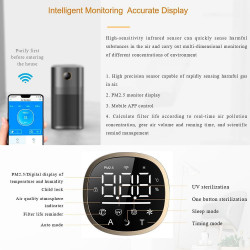 Attractive OBERON 520 Air Purifier, 50W, For up to 62 m², Wi-Fi, 5 speeds, Timer, Night mode, Remote control, Smart pollution sensor, White