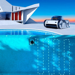 Robot cuaratare piscine fara fir Fairland X-Warrior X60, 110W, 10 Ah, SMART, Pana la 200 m², Autonomie pana la 6 h, Full-Inverter, 3D S Path, Alb
