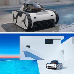 Robot cuaratare piscine fara fir Fairland X-Warrior X60, 110W, 10 Ah, SMART, Pana la 200 m², Autonomie pana la 6 h, Full-Inverter, 3D S Path, Alb