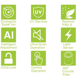 Purificator de aer atractiv OBERON 520, 50W, Pana la 62 m², Wi-Fi, 5 viteze, Temporizator, Mod de noapte, Telecomanda, Senzor inteligent de poluare, Gri inchis