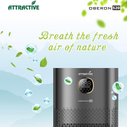 Ελκυστικός καθαριστής αέρα OBERON 520, 50W, Για έως 62 m2, Wi-Fi, 5 ταχύτητες, Χρονοδιακόπτης, Νυχτερινή λειτουργία, Τηλεχειριστήριο, Έξυπνος αισθητήρας ρύπανσης, Σκούρο γκρι