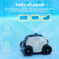Robot curatare piscine fara fir Wybot Typhor 2 (Osprey 300 Pro), 50W, Li-Ion 6600 mAh, Pana la 120 m², Autonomie 120 min, Auto-parcare, Auto-revers, Alb