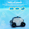 Robot curatare piscine fara fir Wybot Typhor 2 (Osprey 300 Pro), 50W, Li-Ion 6600 mAh, Pana la 120 m², Autonomie 120 min, Auto-parcare, Auto-revers, Alb