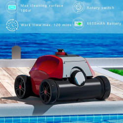 Robot curatare piscine fara fir Wybot Typhor 2 (Osprey 300 Pro), 50W, Li-Ion 6600 mAh, Pana la 120 m², Autonomie 120 min, Auto-parcare, Auto-revers, Alb